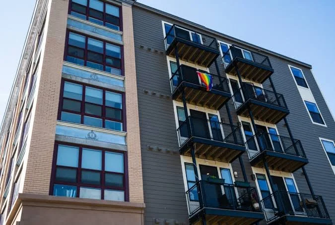 An apartment community exterior