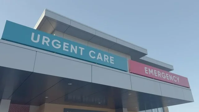 Urgent care and emergency entrance at a medical facility