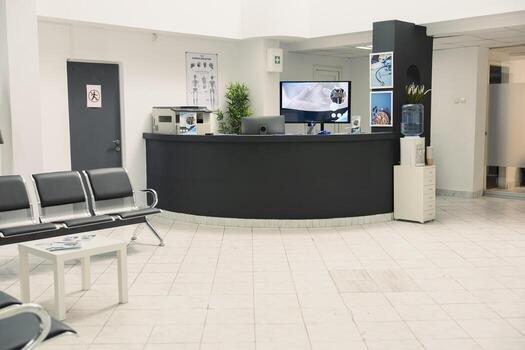 Modern medical clinic lobby interior