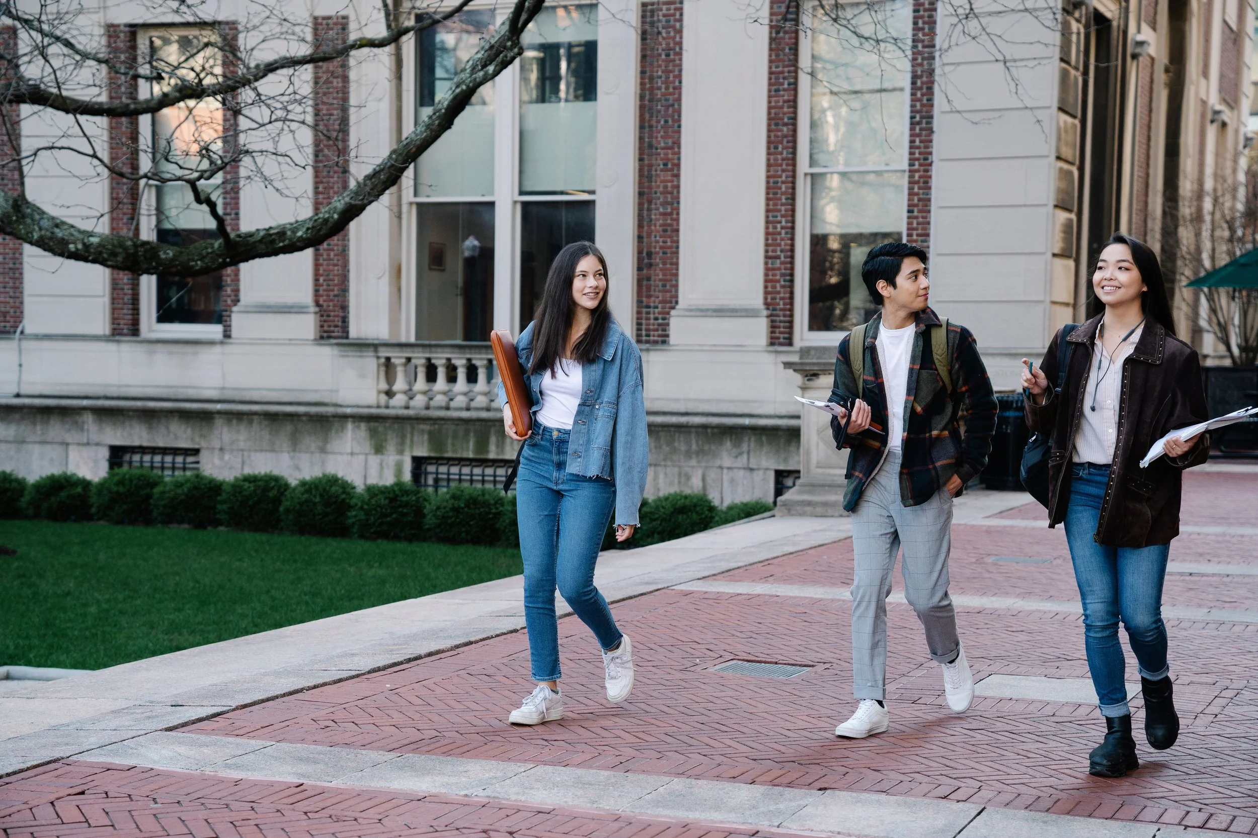 College students walking together across campus