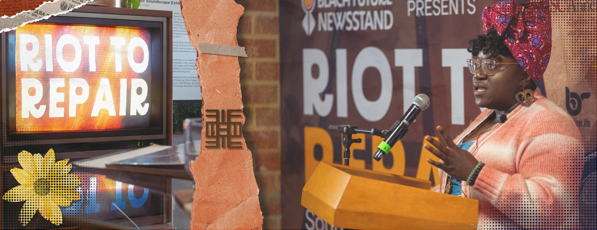 Tia Oso speaking at Riot To Repair Event