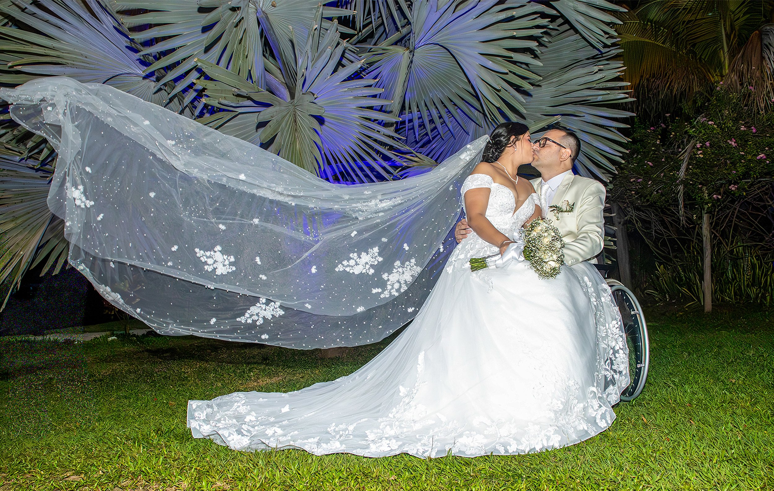 Bride flying veil — destination wedding photography