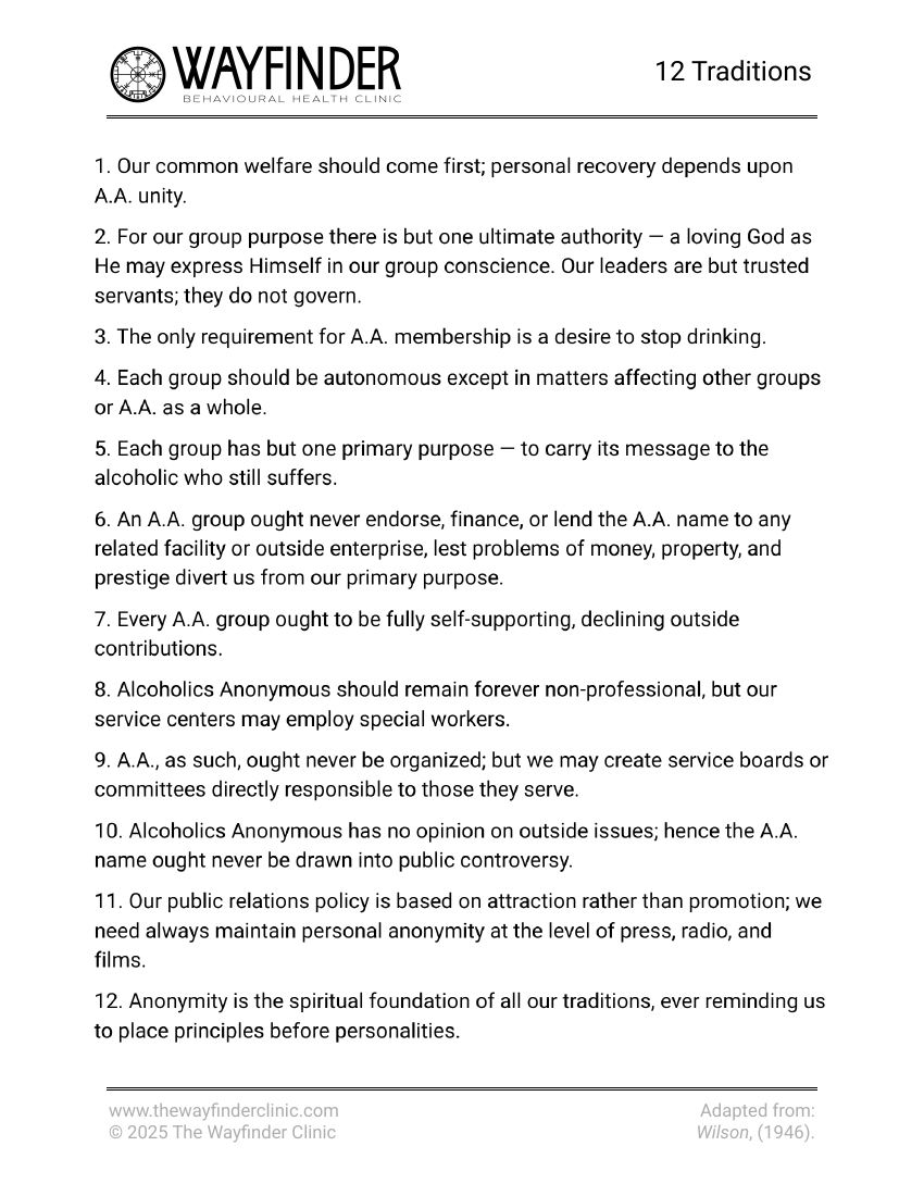 First page of 12 Traditions