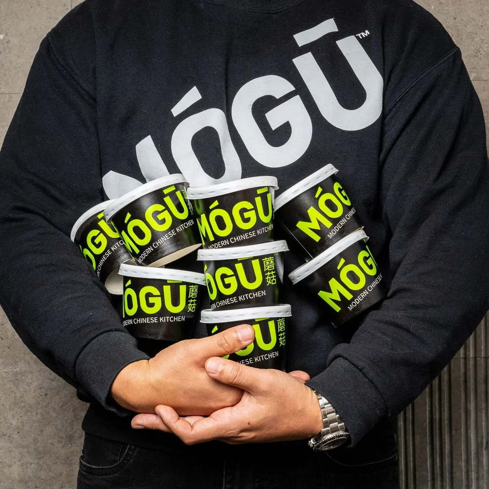 MÓGŪ cups and sweatshirt