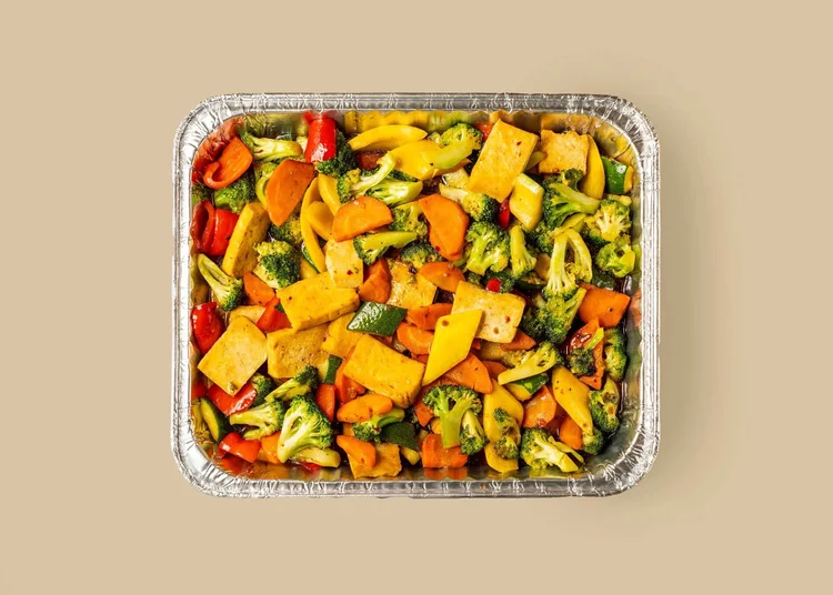 Build your own catering tray with tofu and farm-fresh vegetables