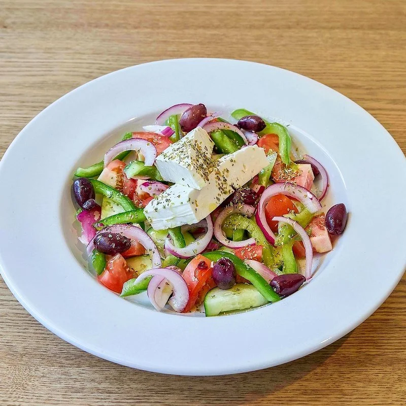 Traditional salad with feta, olives and oregano