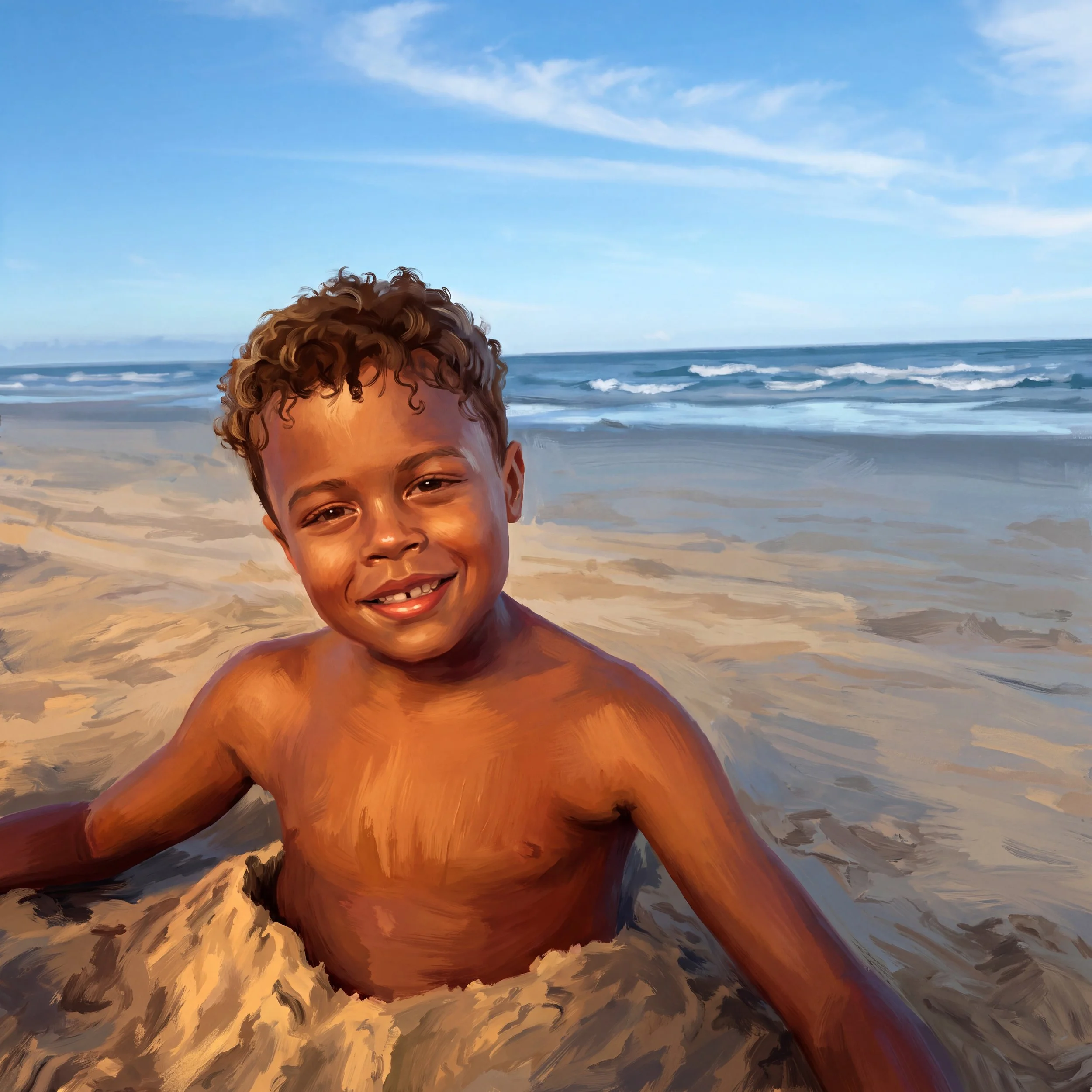 Beach, buried in sand