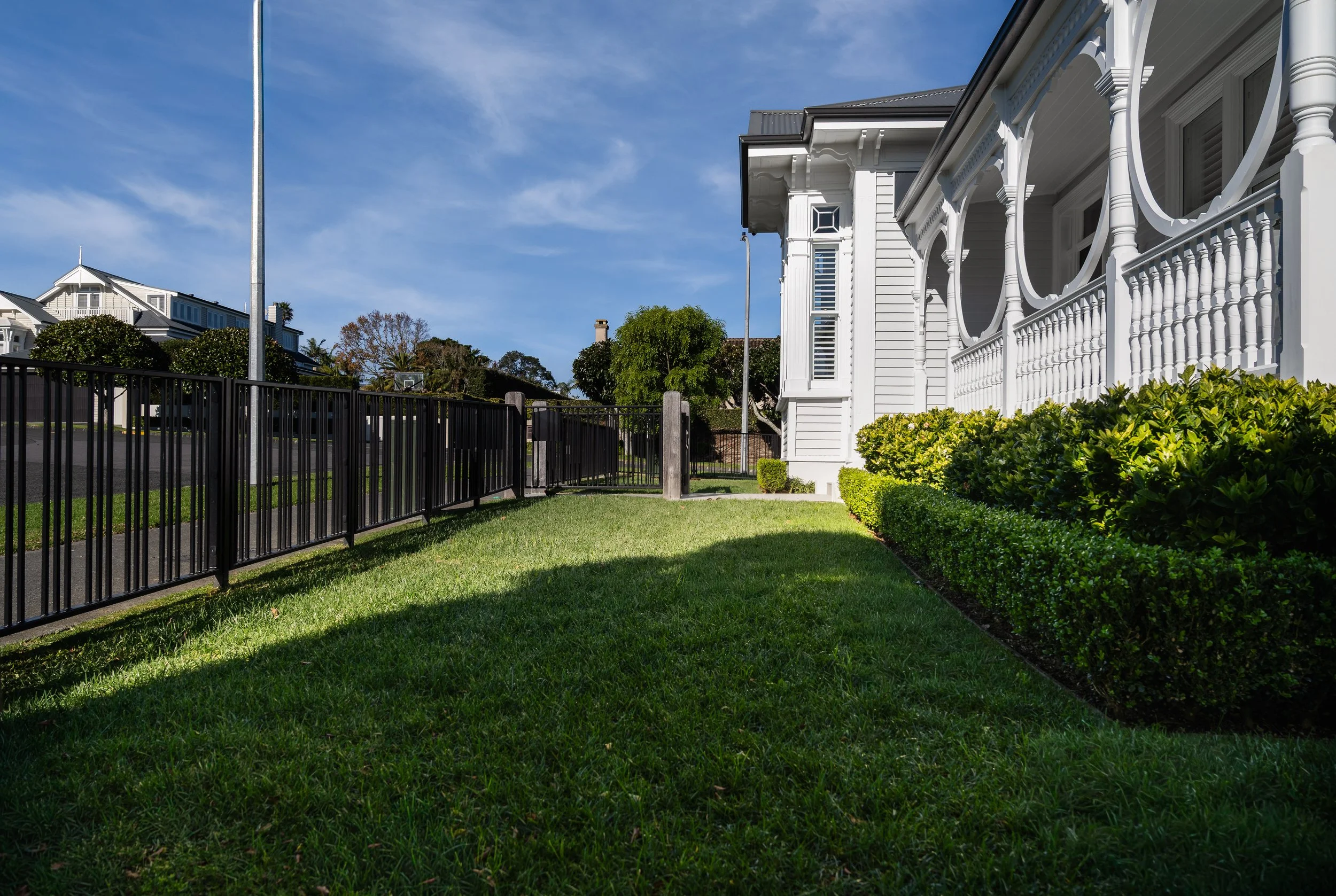 Powder-coated steel fence
