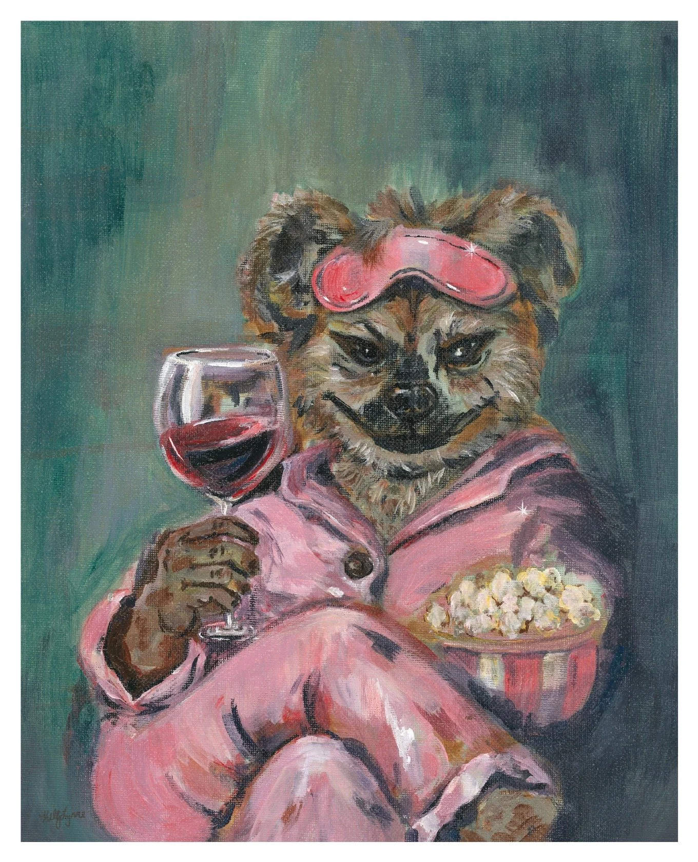 Pajama Hyena, an original acrylic painting by Kelly Lynne Figueiredo.