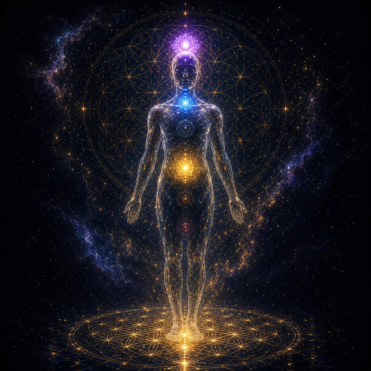 Illuminated figure with three centres lit