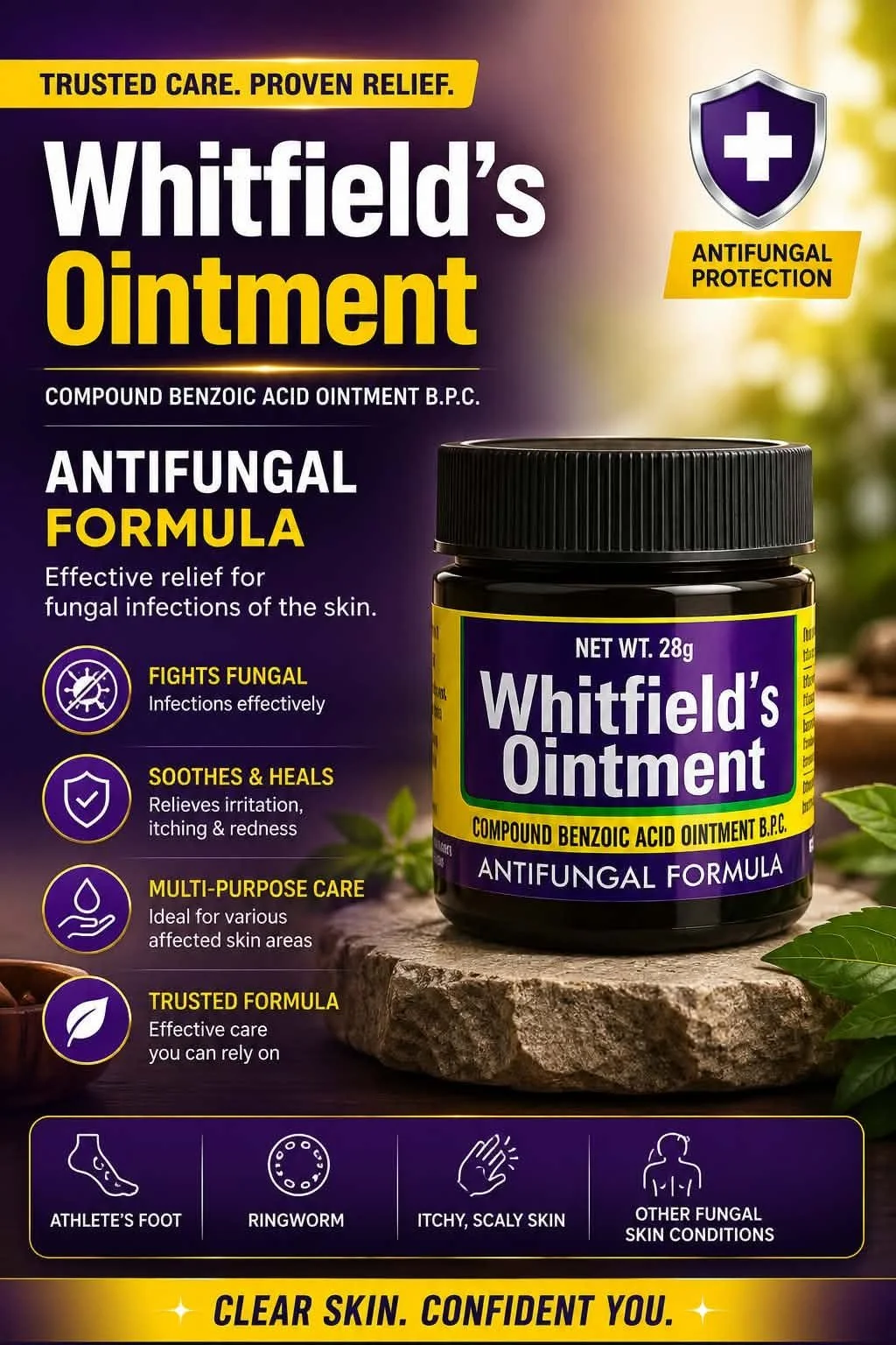 Whitfield’s Ointment, Compound Benzoic Acid Ointment B.P.C., Antifungal Formula, Net Wt. 28g