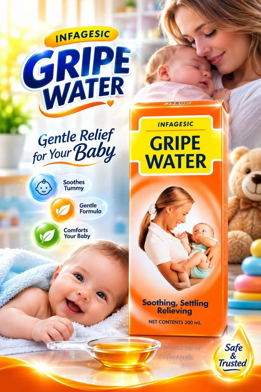 Infagesic Gripe Water, gentle relief for your baby, 200mL