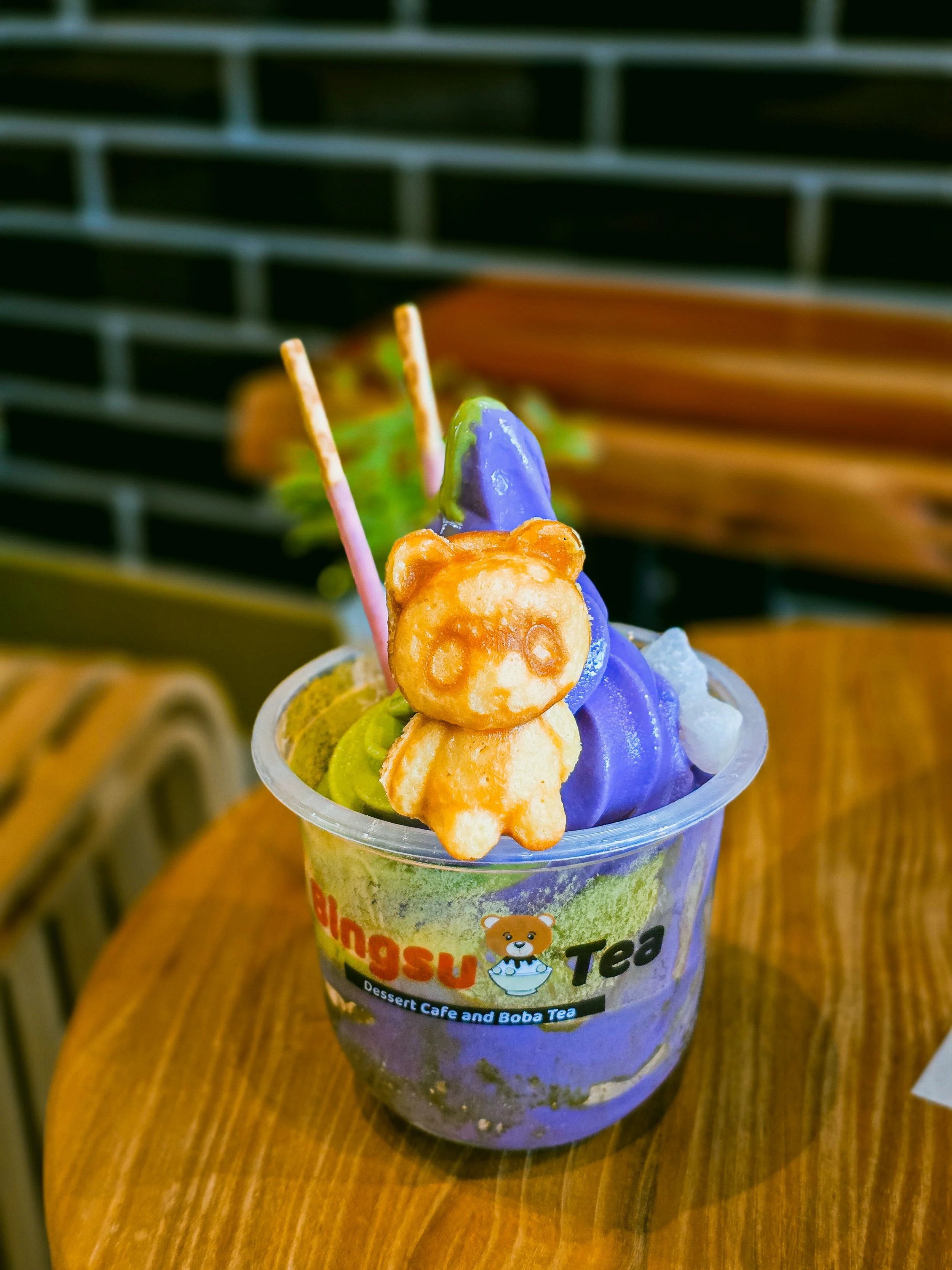 Ube Matcha Swirl Soft Serve at Bingsu Tea