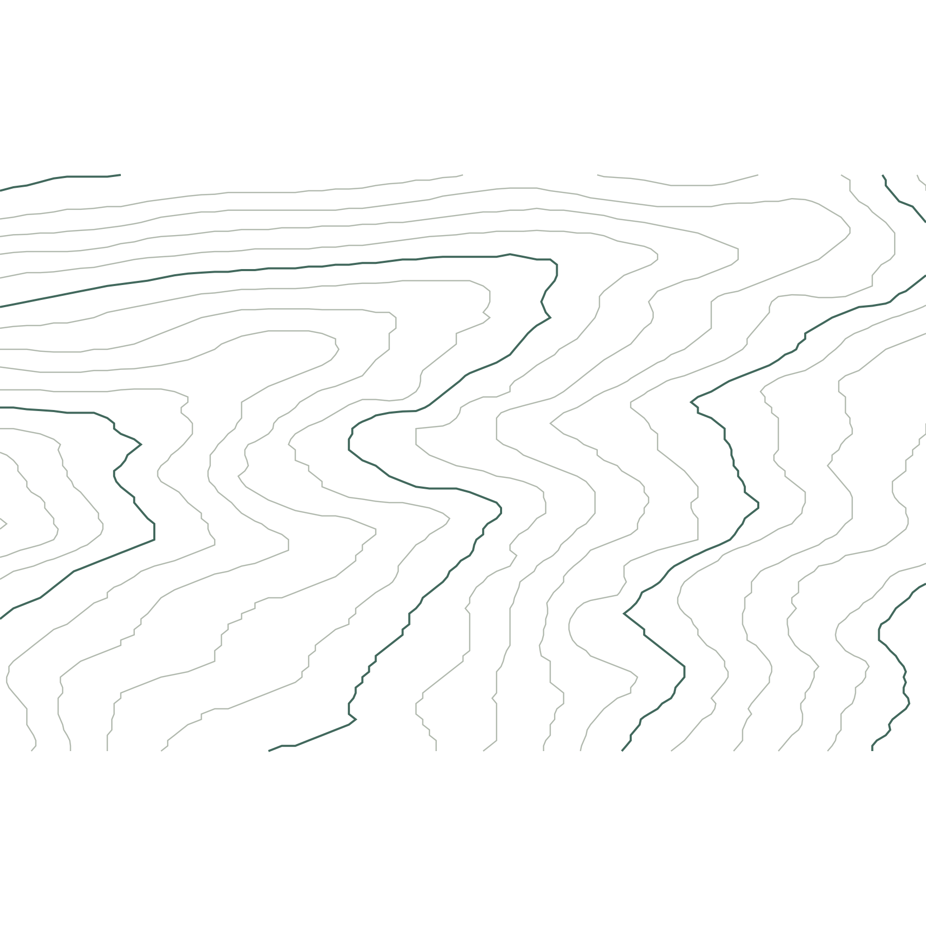 Ten metre contour lines derived from the same elevation model