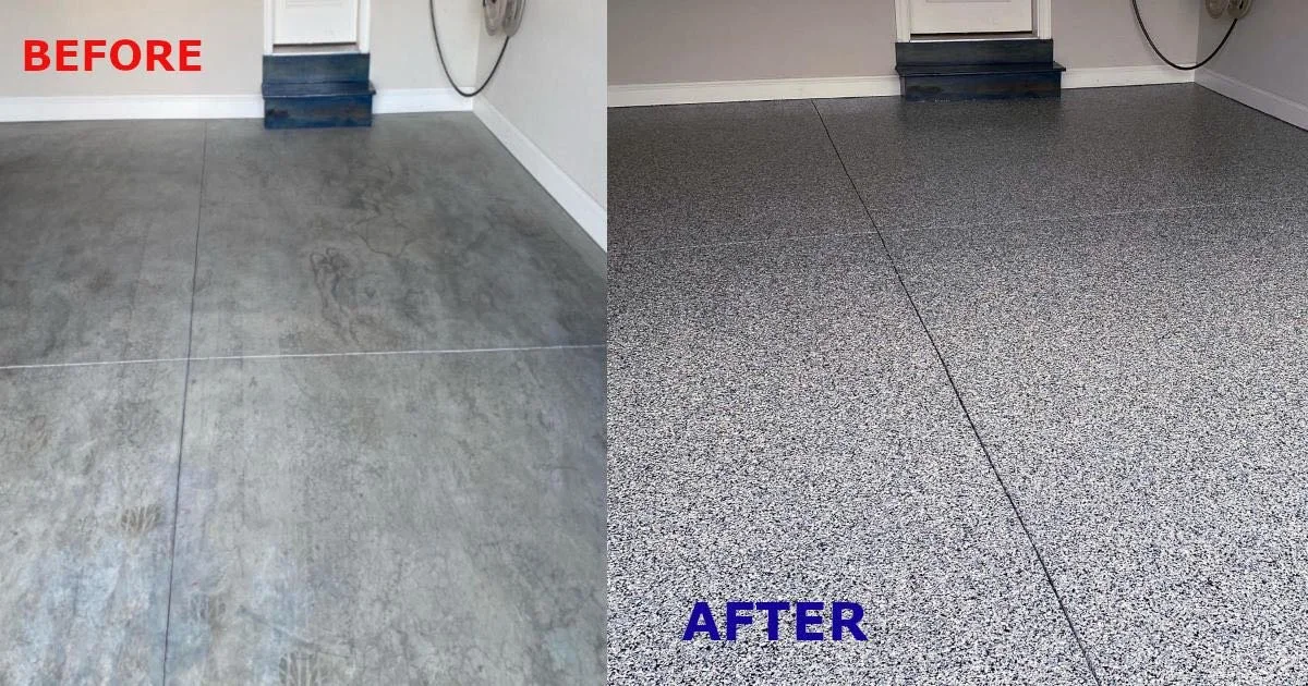 Surface Haus garage floor before and after