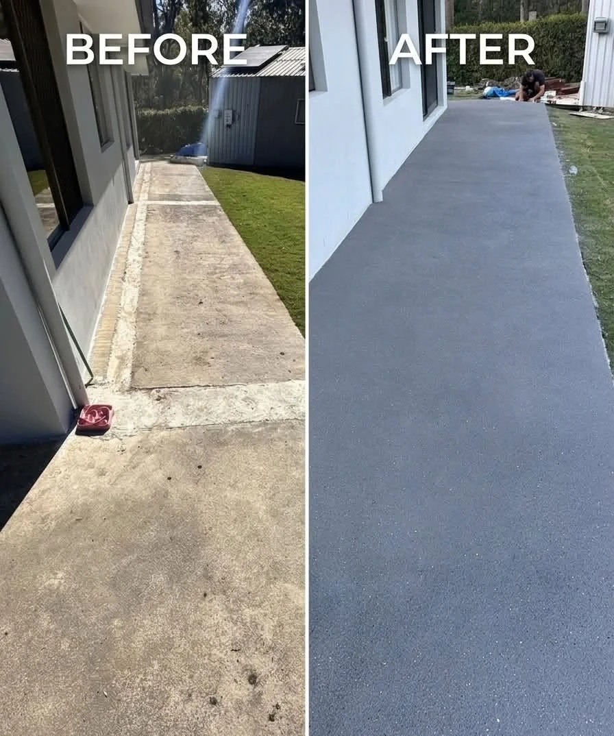 Concrete resurfacing before and after by Surface Haus