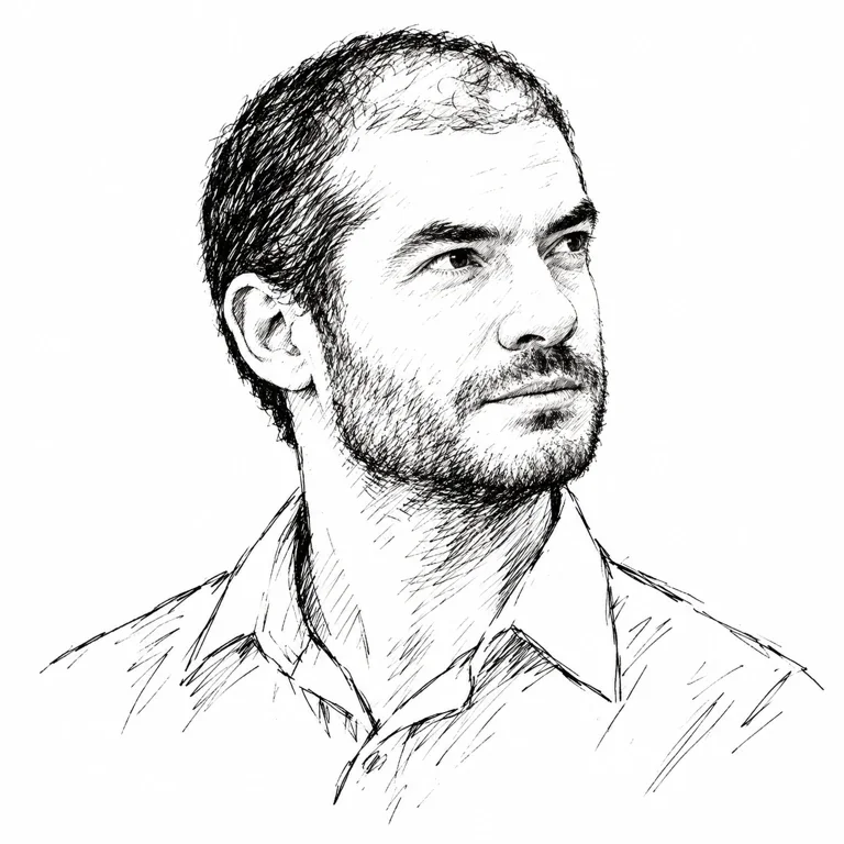 Pen-and-ink-style portrait of Ilya Sutskever