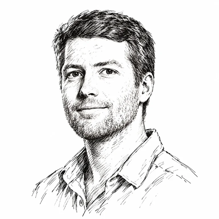 Pen-and-ink-style portrait of Clément Delangue