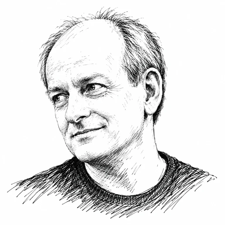 Pen-and-ink-style portrait of Stuart Russell