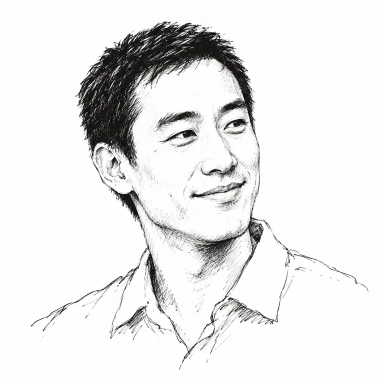 Pen-and-ink-style portrait of Mark Chen