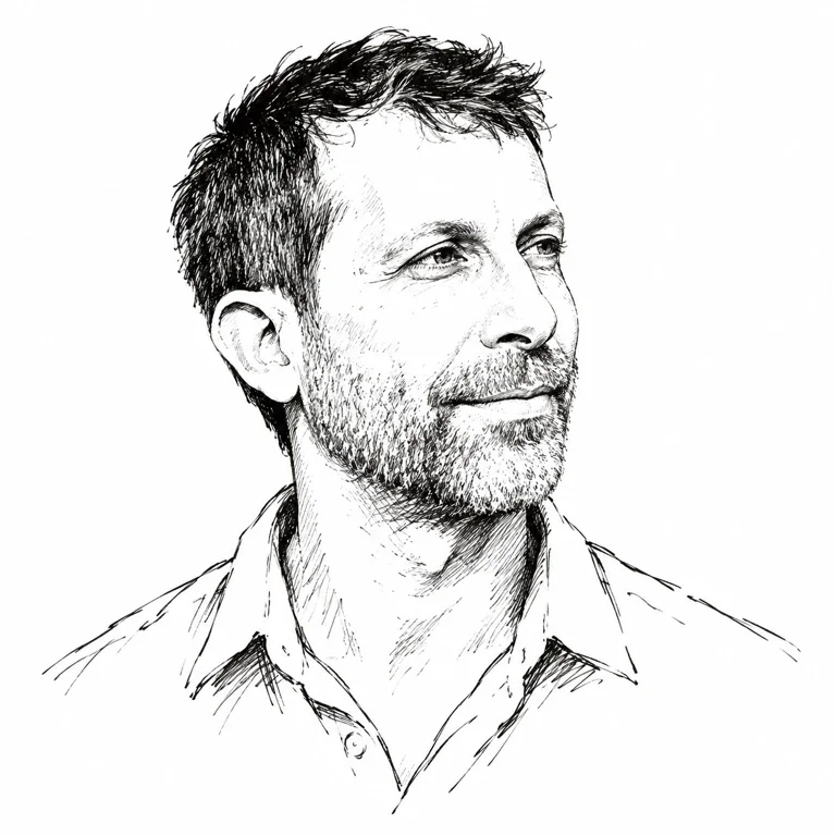 Pen-and-ink-style portrait of David Silver
