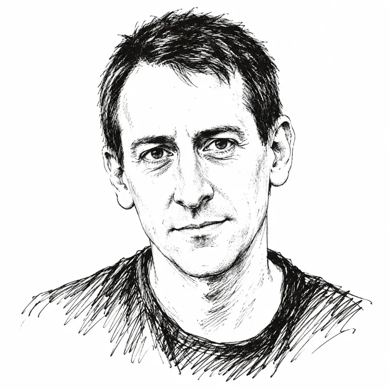 Pen-and-ink-style portrait of John Jumper