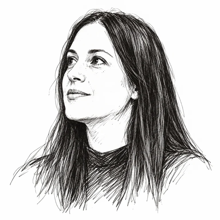 Pen-and-ink-style portrait of Daniela Amodei