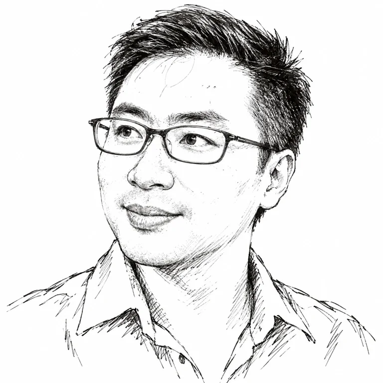 Pen-and-ink-style portrait of Jim Fan