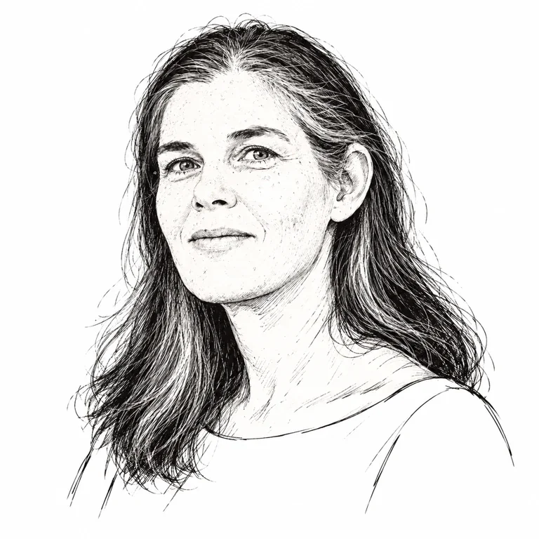 Pen-and-ink-style portrait of Daphne Koller
