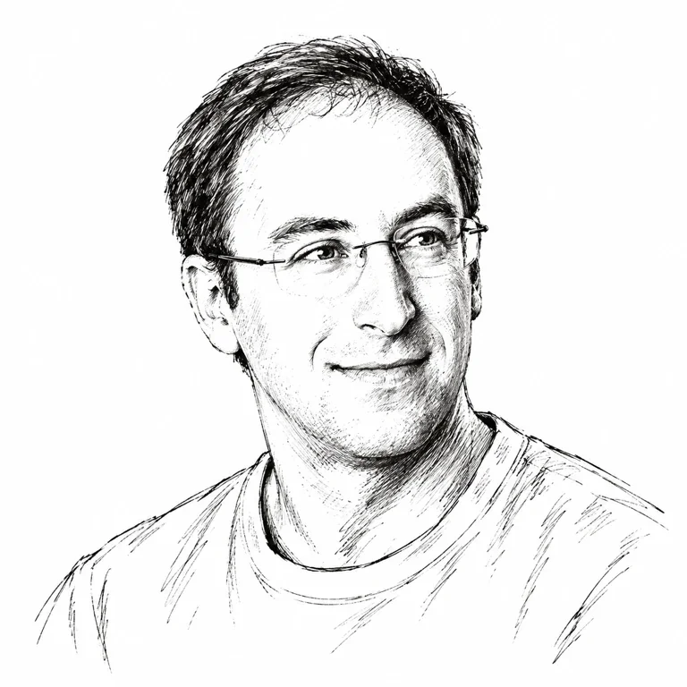 Pen-and-ink-style portrait of Andrew Feldman