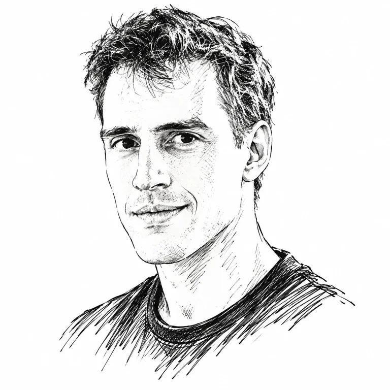 Pen-and-ink-style portrait of Arthur Mensch
