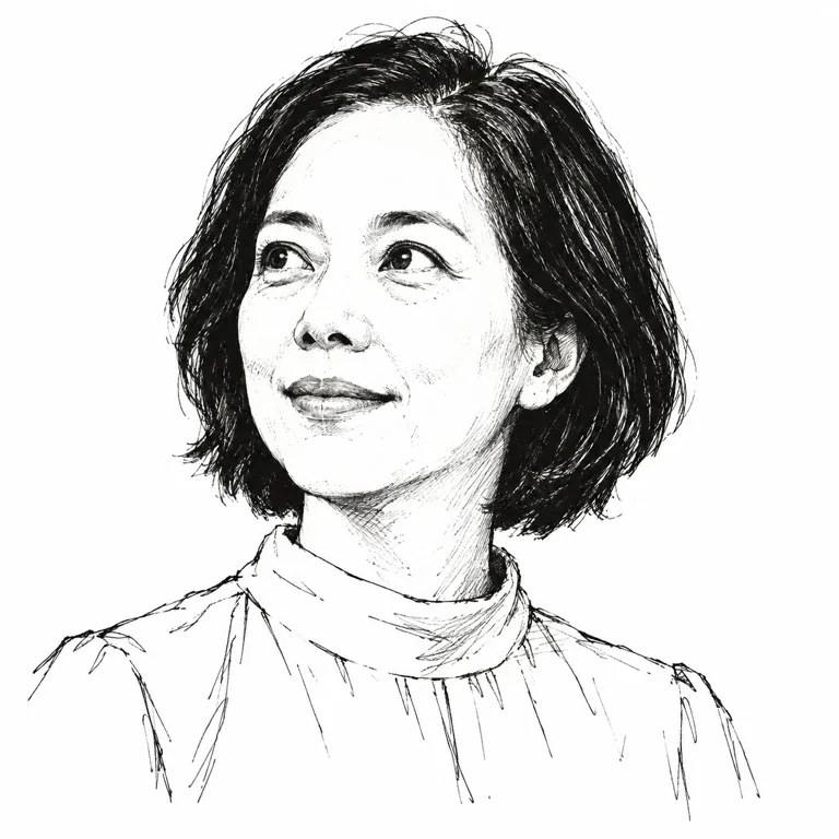 Pen-and-ink-style portrait of Fei-Fei Li