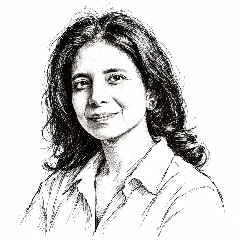 Pen-and-ink-style portrait of Anima Anandkumar