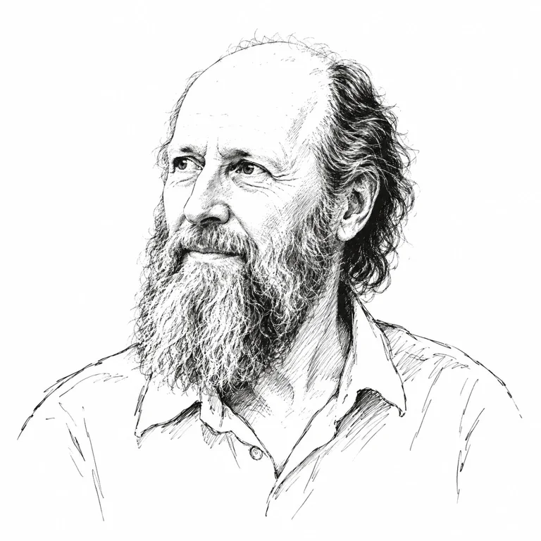 Pen-and-ink-style portrait of Richard Sutton