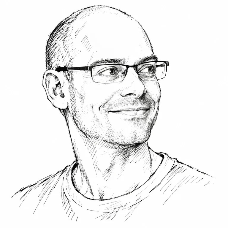 Pen-and-ink-style portrait of Pieter Abbeel