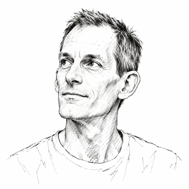 Pen-and-ink-style portrait of Jeff Dean
