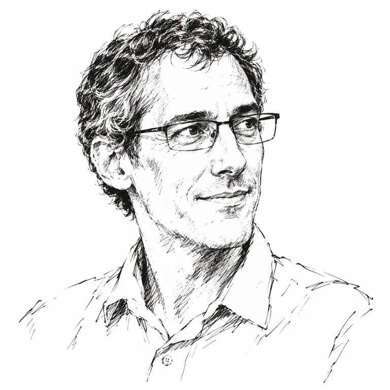 Pen-and-ink-style portrait of Oriol Vinyals