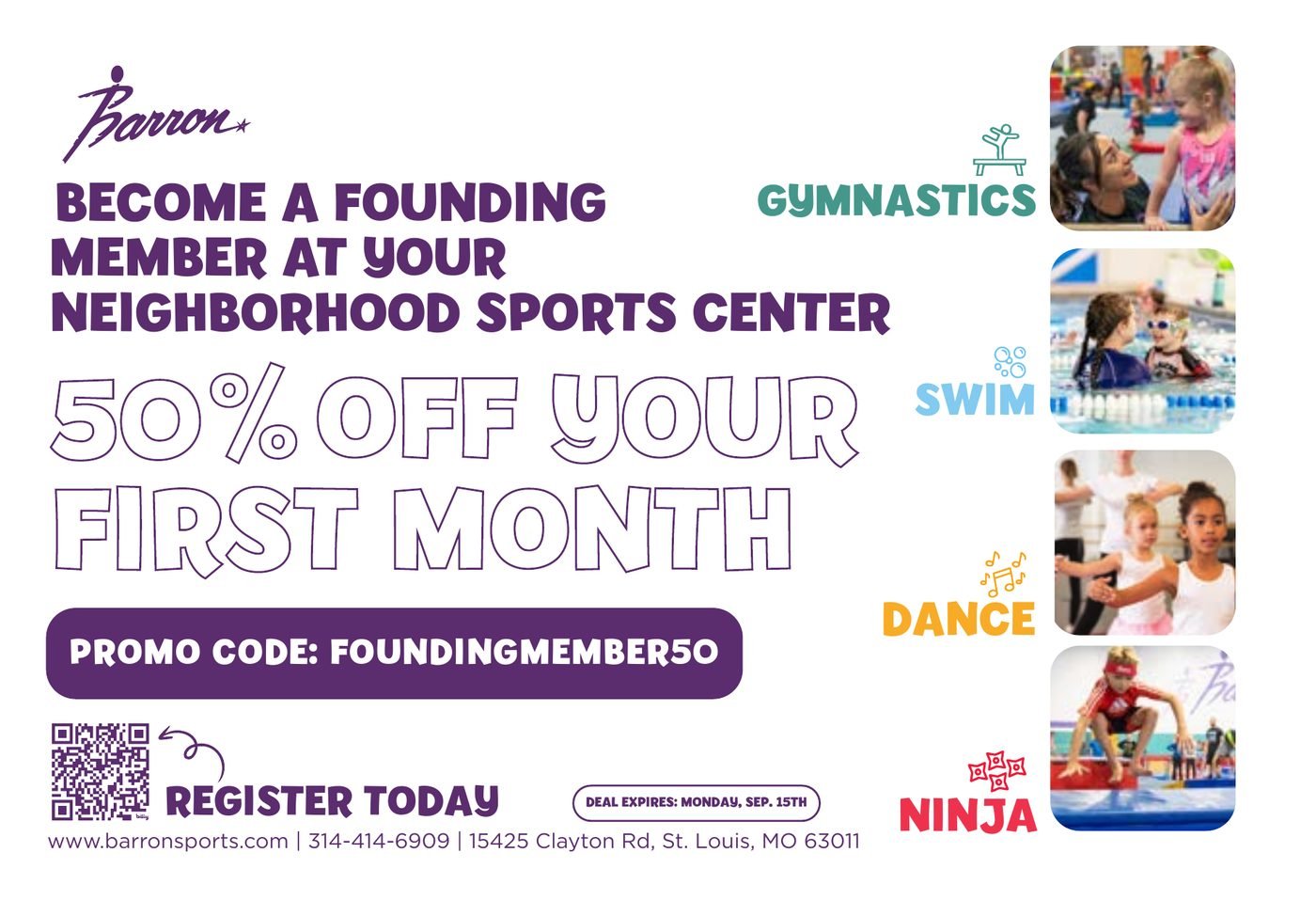 Founding member postcard offering 50% off the first month with promo code FOUNDINGMEMBER50