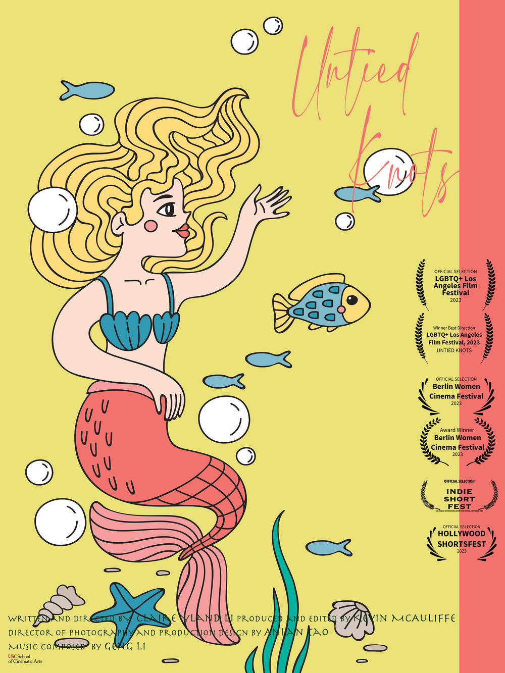 Untied Knots illustrated poster and festival laurels