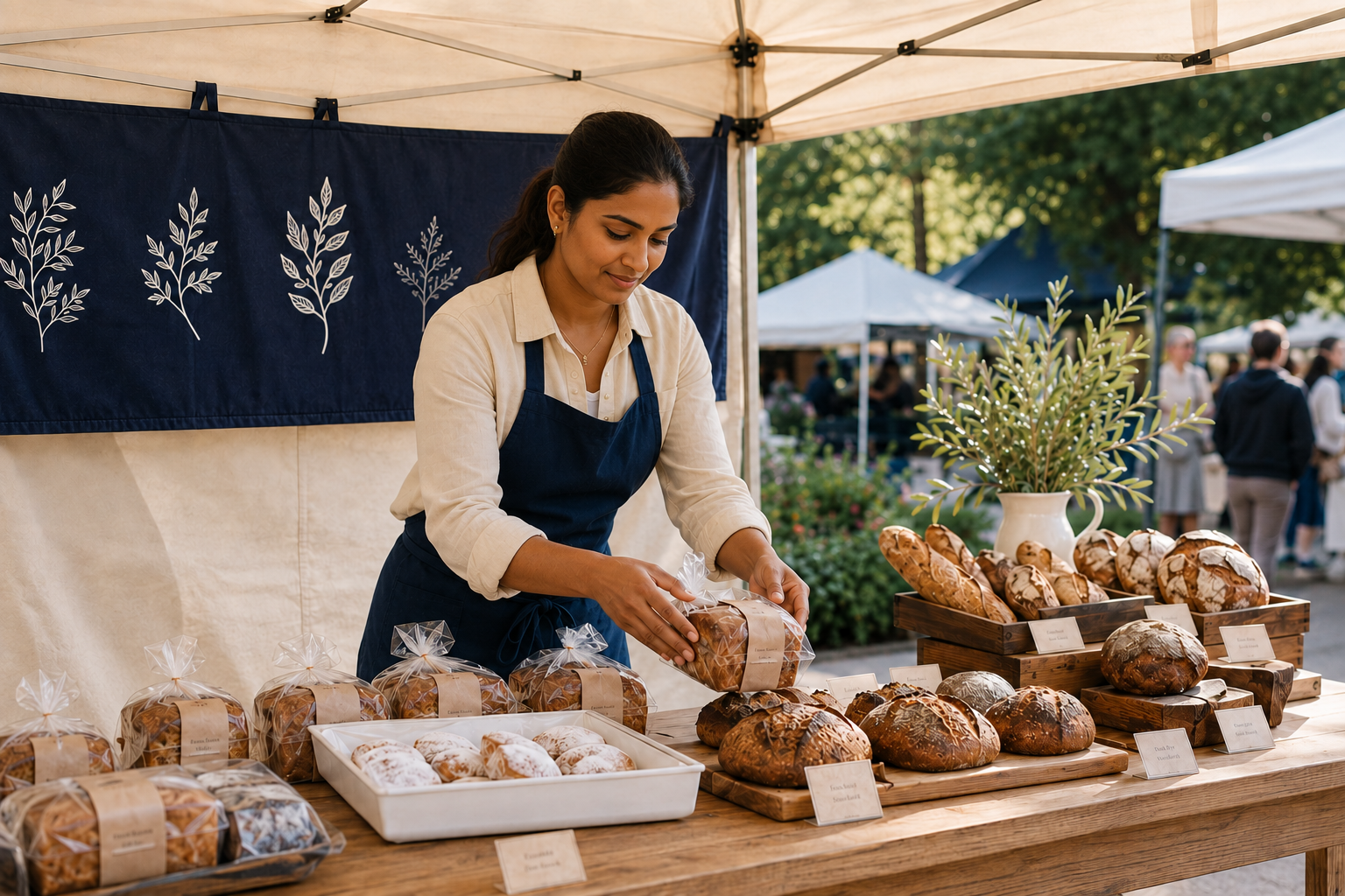 Cottage food entrepreneur at market