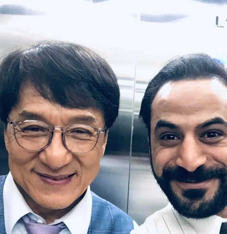 Eyad Hourani with Jackie Chan in the elevator — Vanguard