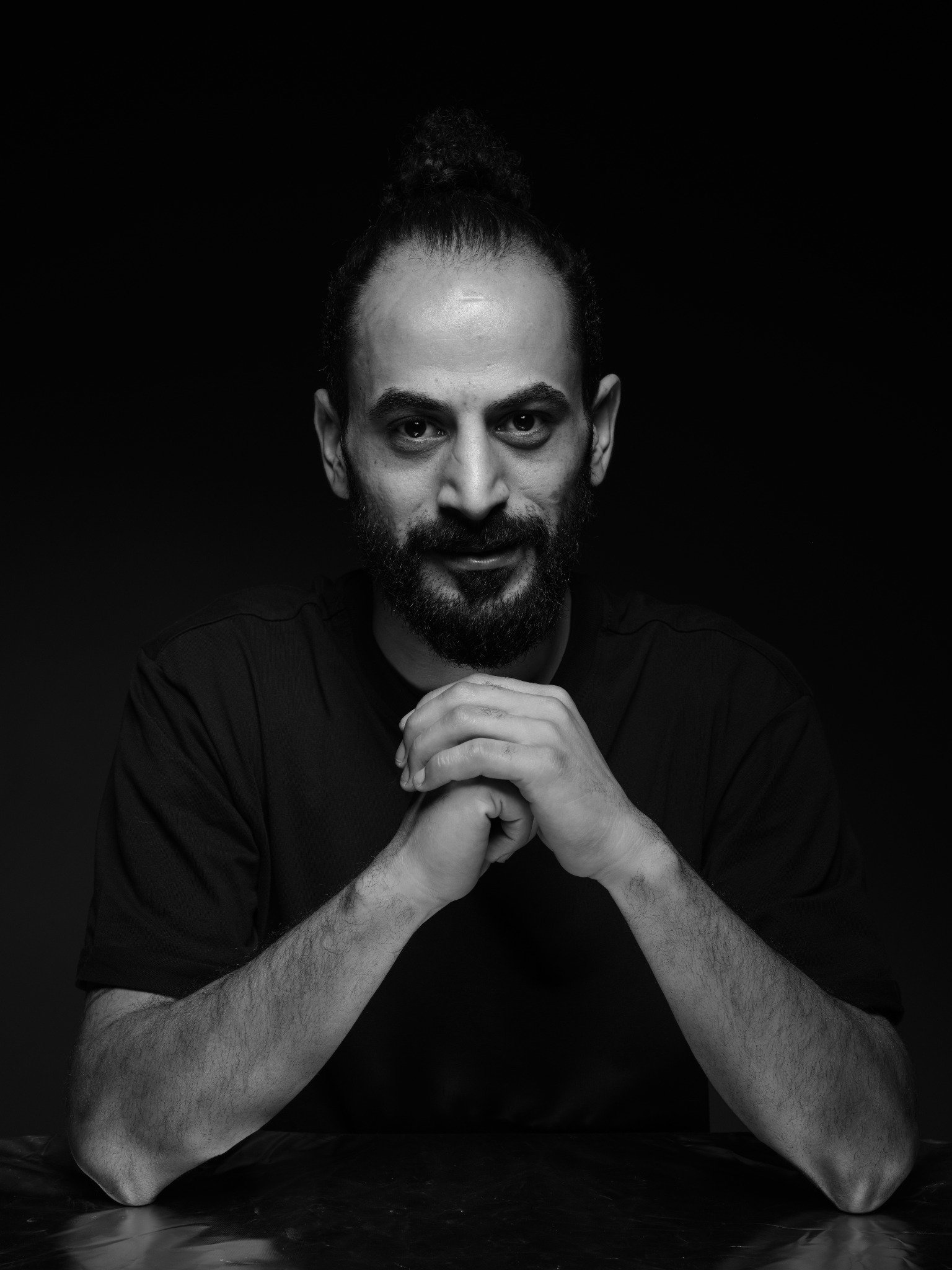 Black and white portrait of Eyad Hourani — showreel cover