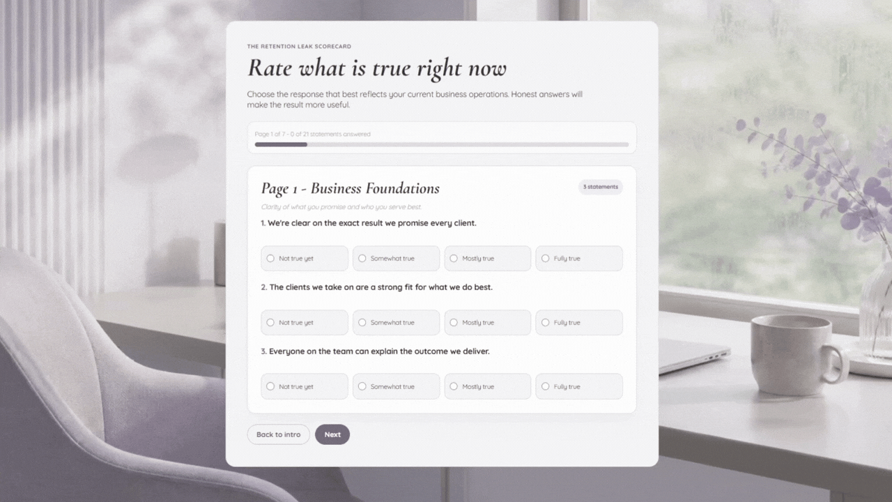 Retention Leak Scorecard preview