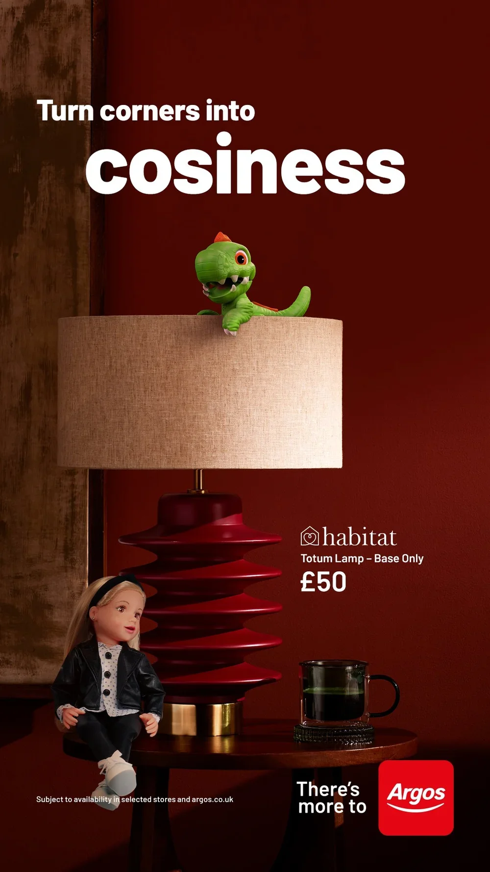 Argos Adshel Live digital 6-sheet Out of Home artwork — red lamp