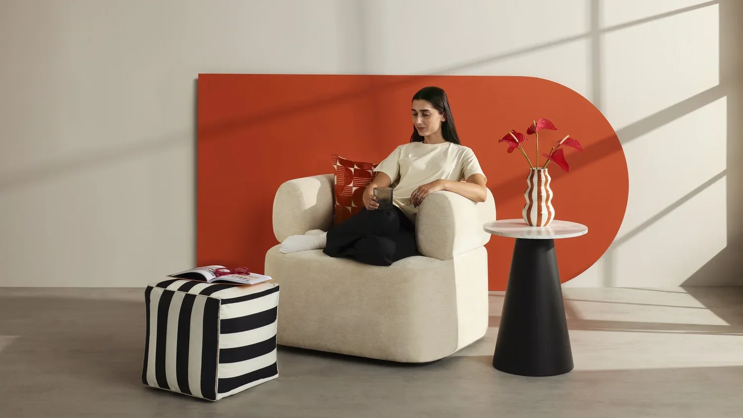 Argos home campaign shot on a built set, 16:9 crop