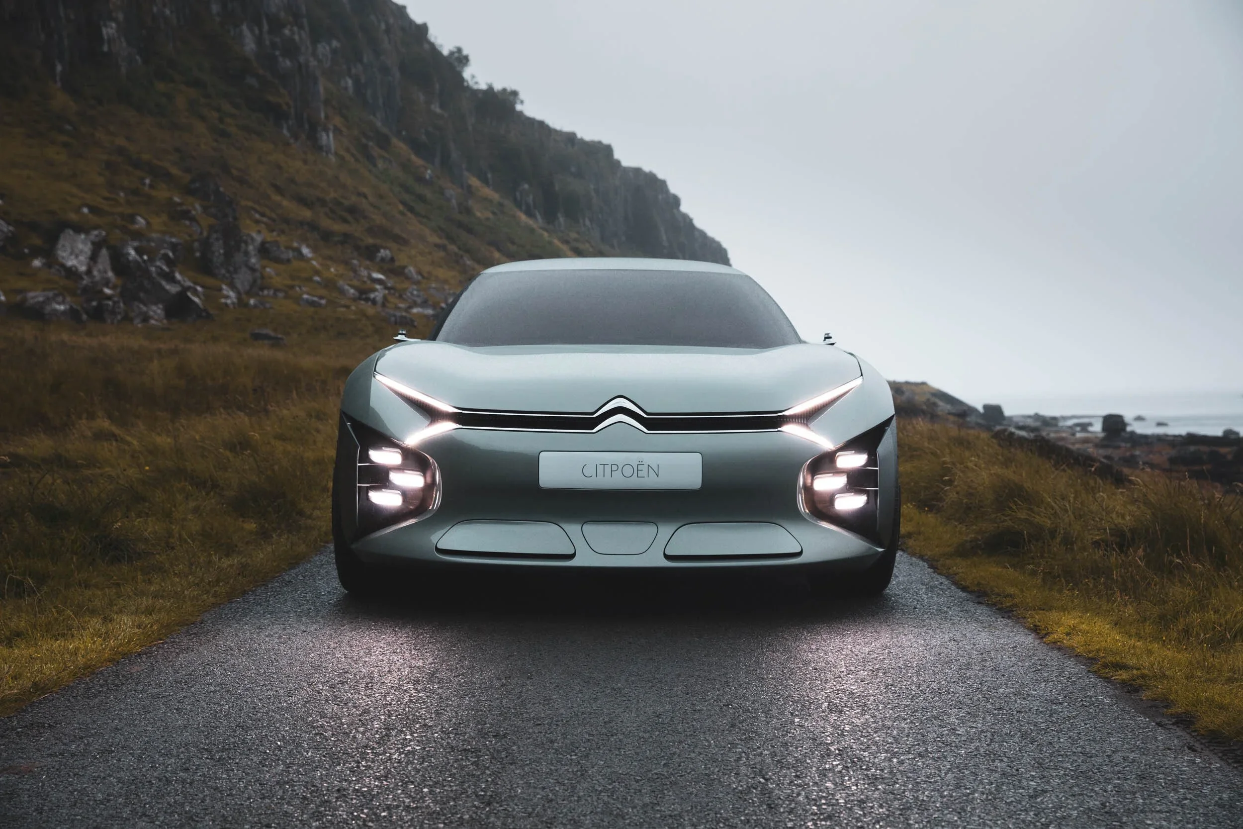 Citroën CXperience concept car against dramatic Isle of Skye scenery