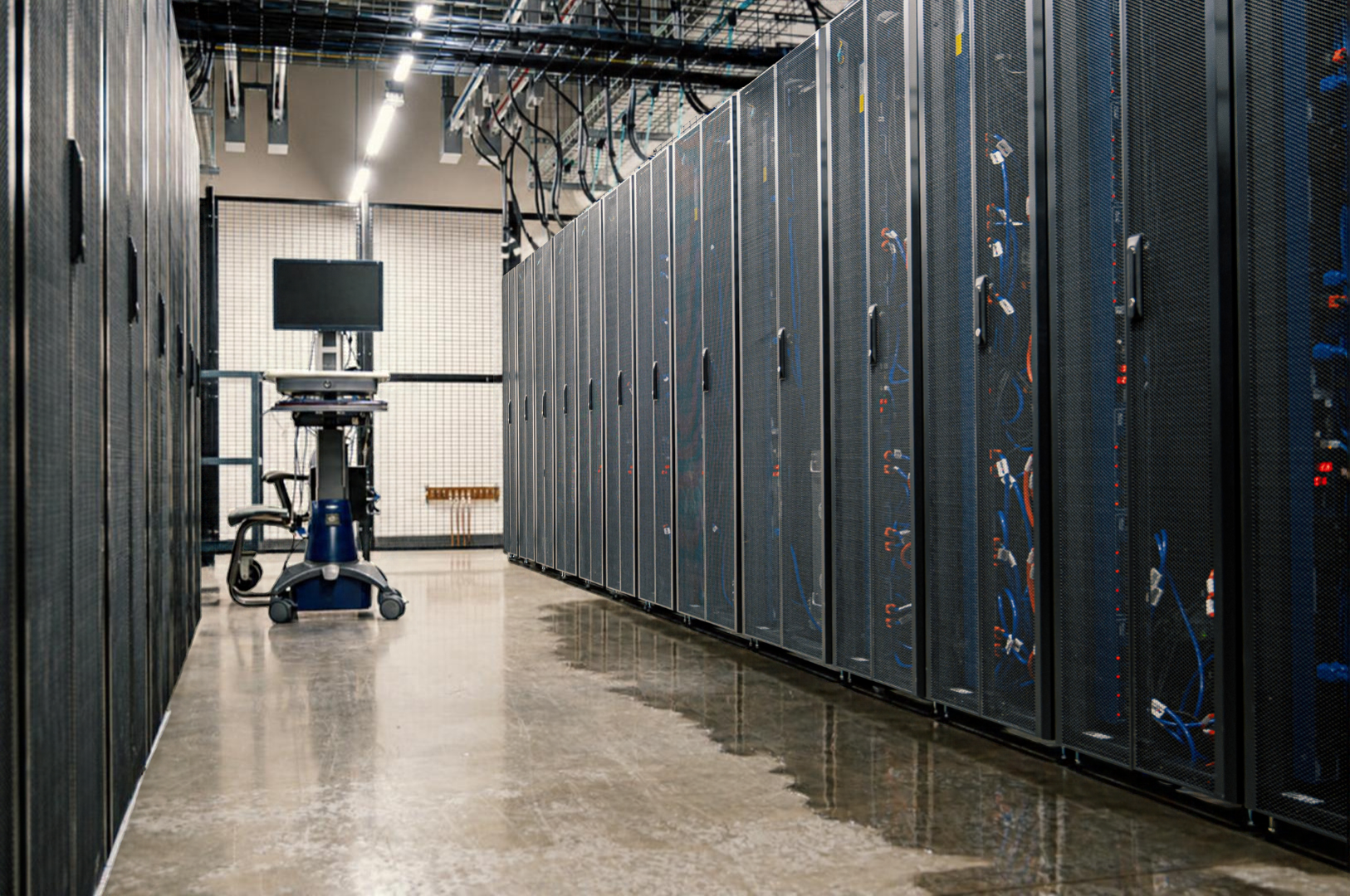 Data center server room spill detection