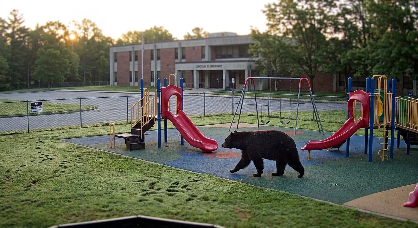 Bear on school playground