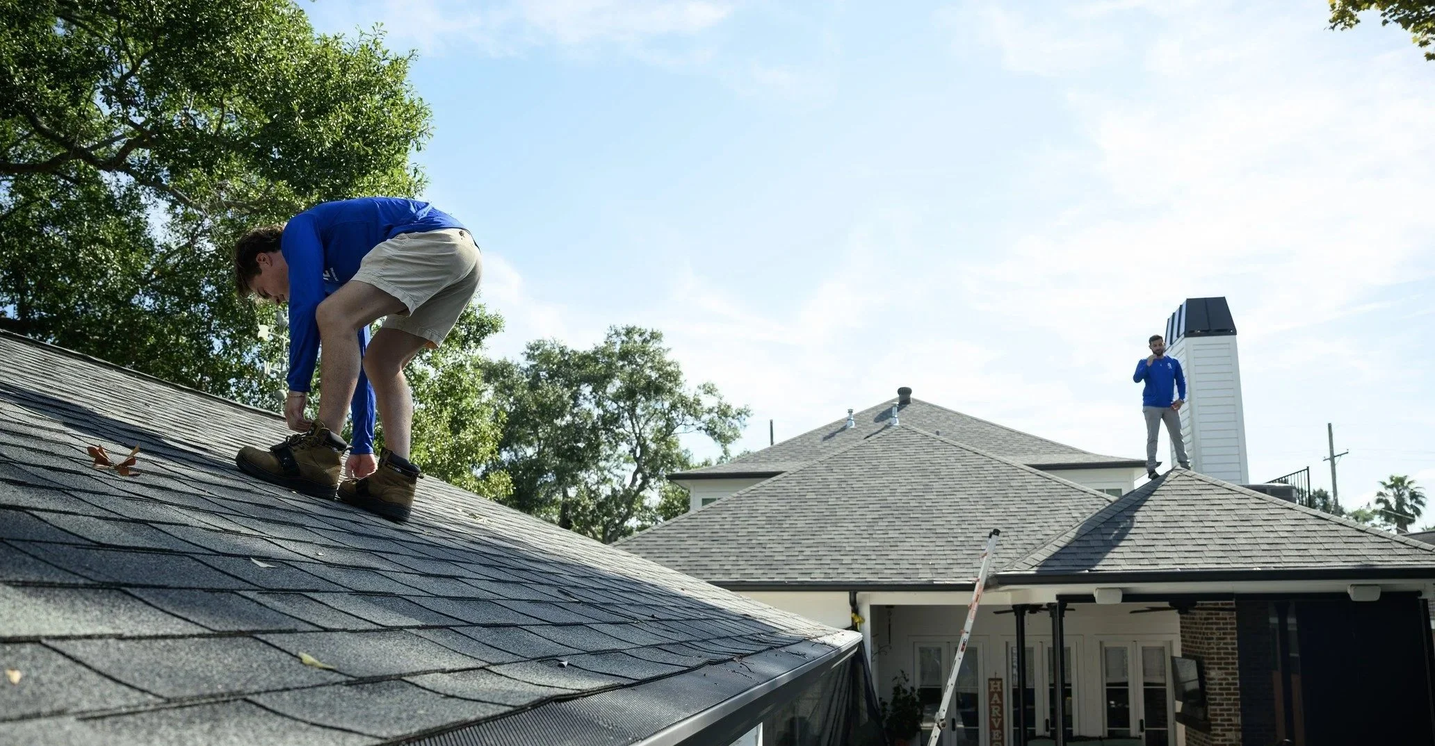 Epic Roofing crew performing a residential roof repair in Baton Rouge, LA