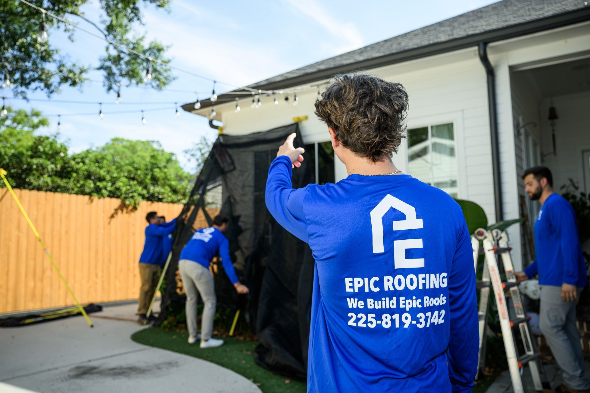 Epic Roofing crew on a residential roof repair in Kenner, LA